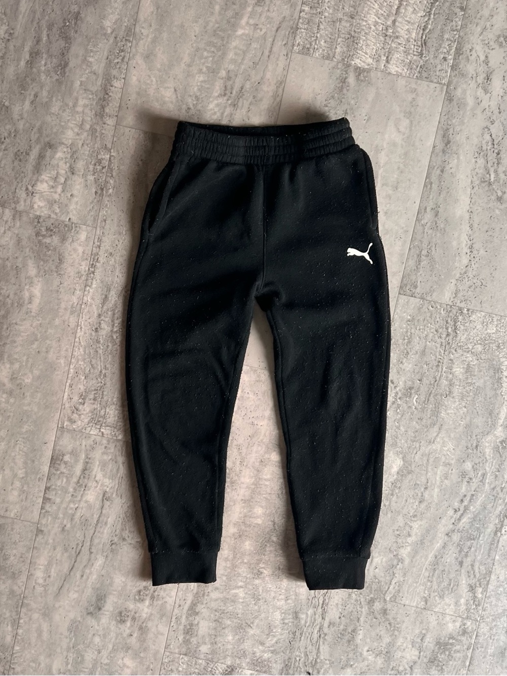 Kids Puma Black Jogger Pants with White Logo